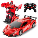 ラジコンカー ロボット 変形 車おもちゃ 変身 LEDライト付き ラジコン 車 リモコン 1/18 RCカー 多機能ロボットおもちゃ ロボット変換 LED搭載 ...