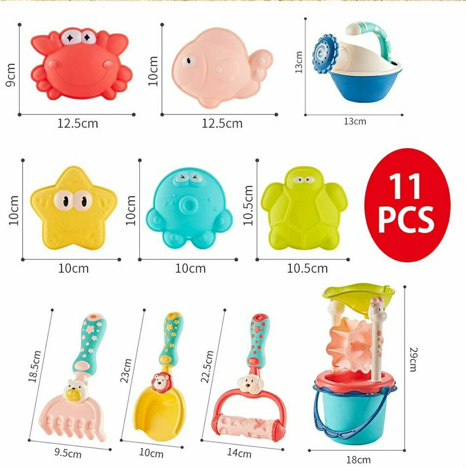 日用品雑貨楽天市場店のお砂遊び おもちゃ 水遊び 雪場遊び 11点 砂場セット 可愛い砂型 砂遊び ままごと おもちゃ 室内用 屋外用 お風呂用 男の子 女の子 キッズ アウトドア遊び おでかけ遊びおもちゃ 知育?学習玩具 公園 庭 サマー 夏砂遊び｜アングル2