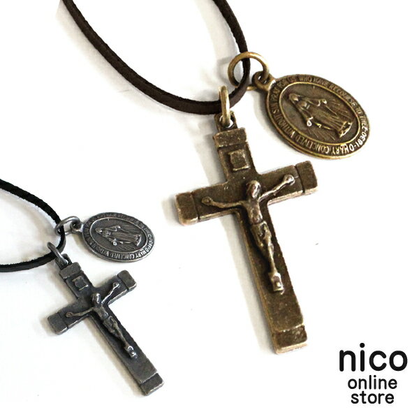 乐天商城 - ネックレス メンズ スクエアクロス メダイ カーフレザー ギフト プレゼント アクセサリー ヴィンテージ カジュアル 誕生日 贈り物 皮 革 レザー 本革 日本製 クイッター quitter