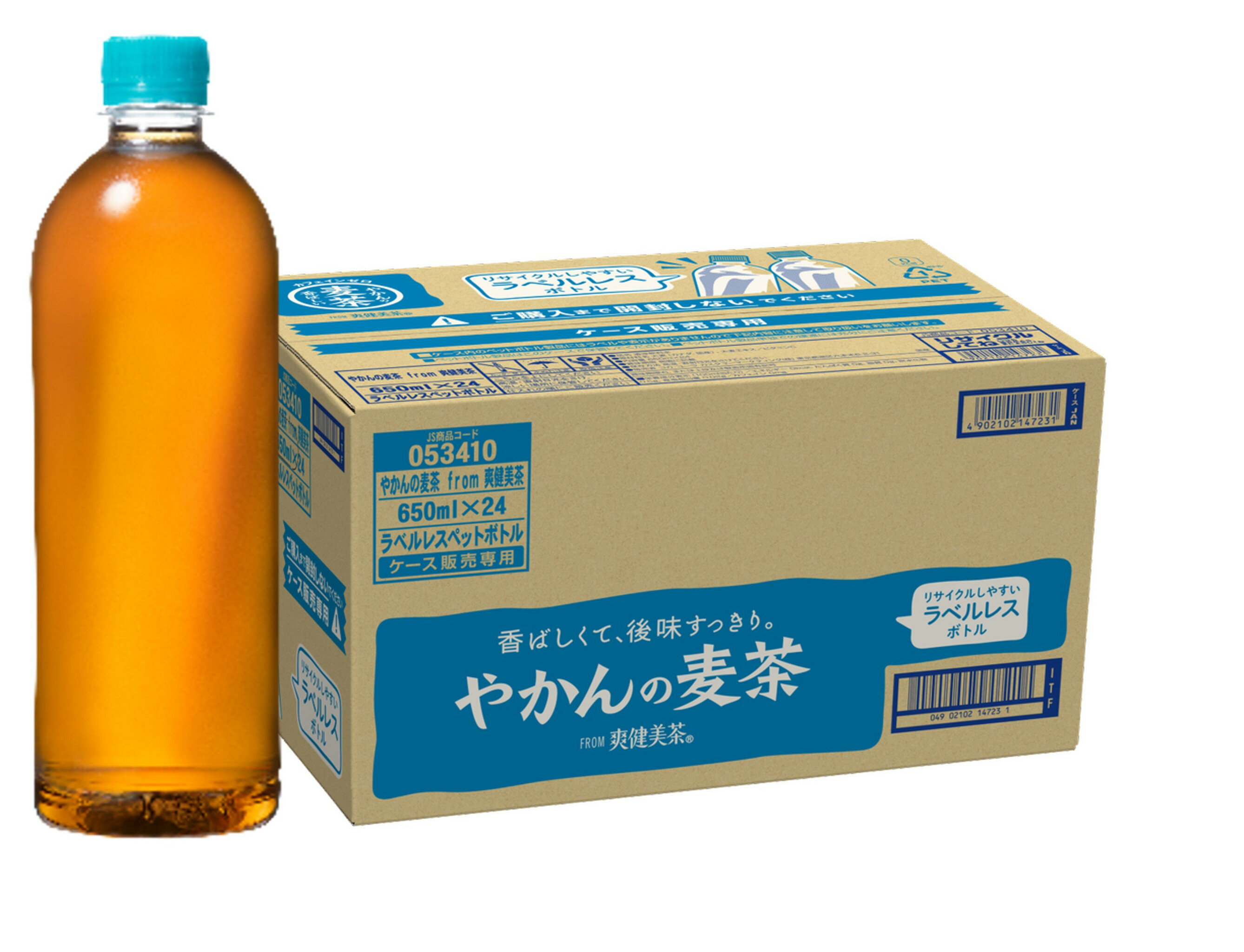 24本入り コカ・コーラ やかんの麦茶 from 爽健美茶 ラベルレス 650mlPETのサムネイル