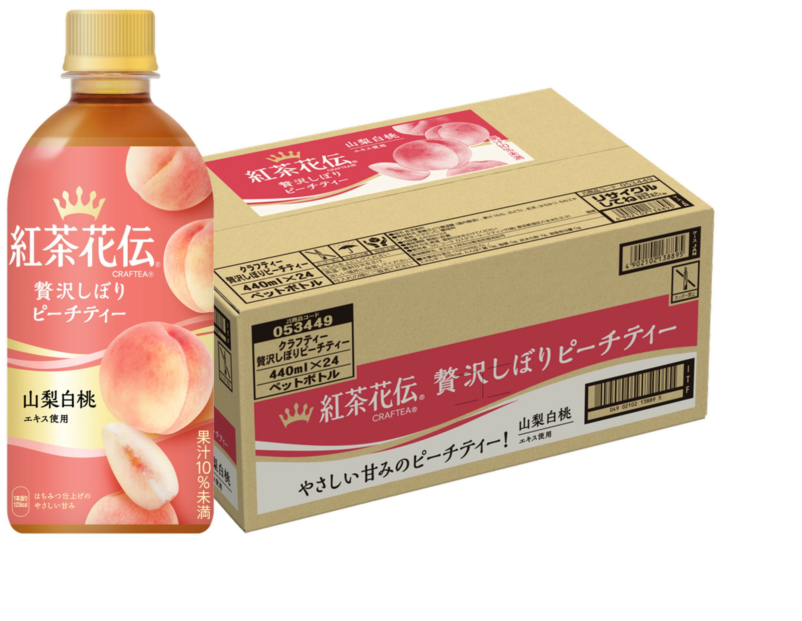 24本入り コカ・コーラ 紅茶花伝 クラフティー 贅沢しぼりピーチティー 440mlPET