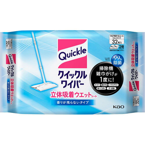 6個セット 花王 クイックルワイパー フロア用掃除道具 立体吸着ウェットシート 32枚