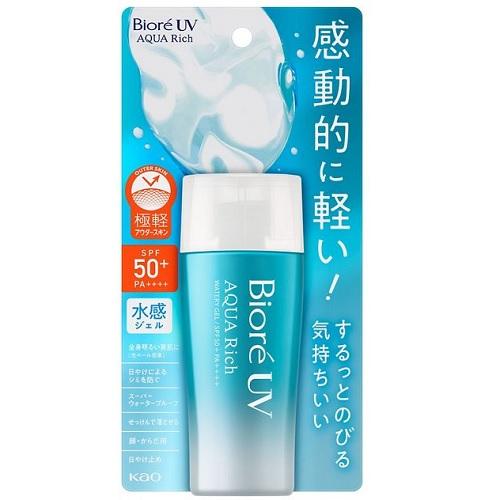 感動的に軽く重ね塗りしてもベタつかない水感ジェルタイプ ミクロディフェンス処方で塗りムラ防止 ヒアルロン酸・ローヤルゼリーエキス・BGの保湿成分配合 スーパーウォータープルーフ(80分耐水試験済み) 石けんで簡単に落とせる 化粧下地としても使用可能 原産国は日本製 【ご注意】成分表示および使用上の注意をよくお読みのうえ、肌に異常が生じていないか注意してご使用ください。 お肌に合わない場合は使用を中止し、必要に応じて医師にご相談ください。 原産国：日本区分：化粧品発売元、製造元等：花王カスタマ−マ−ケティ 【成分】 水、エタノール、メトキシケイヒ酸エチルヘキシル、(メタクリル酸ラウリル、メタクリル酸Na)クロスポリマー、エチルヘキシルトリアゾン、ジメチコン、酸化チタン、(ジメチコン、ビニルジメチコン)クロスポリマー、BG、キシリトール、パルミチン酸デキストリン、DPG、含水シリカ、ヒドロキシエチルセルロース、グリセリン、ステアリン酸グリセリル、セタノール、ポリメチルシルセスキオキサン、(ビニルジメチコン、メチコンシルセスキオキサン)クロスポリマー、トリエトキシカプリリルシラン、プロパンジオール、(アクリレーツ、アクリル酸アルキル(C10-30))クロスポリマー、ベヘン酸グリセリル、ポリソルベート60、水酸化Al、水酸化K、ステアリン酸、ステアリルアルコール、ジステアリン酸ソルビタン、カンテン、ポリビニルアルコール、イソセテス-20、ステアロイルグルタミン酸、AMP、ステアロキシPGヒドロキシエチルセルローススルホン酸Na、アルギニン、グルタミン酸、ローカストビーンガム、マルトース、ヒアルロン酸Na、ローヤルゼリーエキス、EDTA-2Na、BHT、香料 広告文責：有限会社MAY 電話番号：079-569-1286
