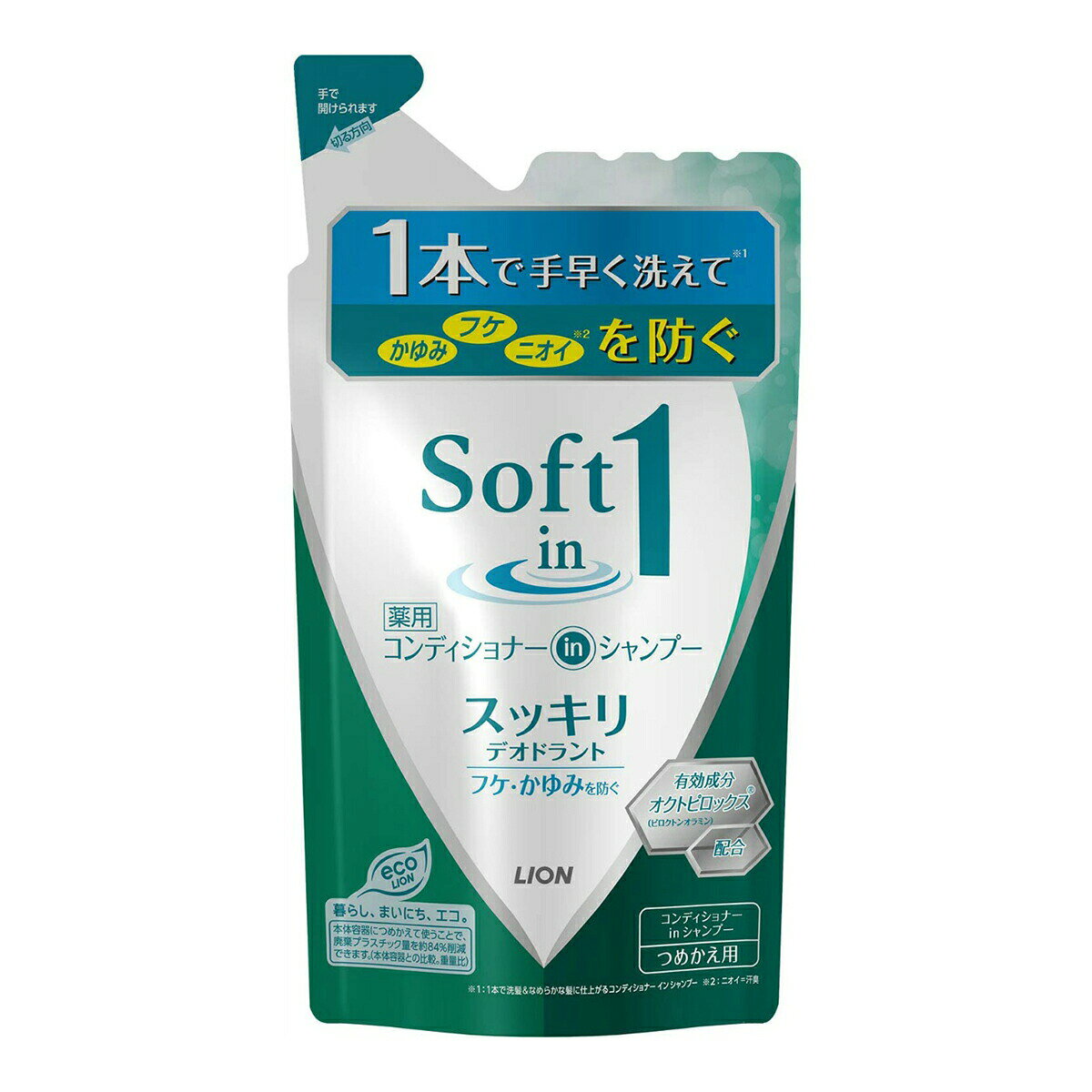 5個セット ソフトインワンシャンプー スッキリ デオドラントタイプ 詰め替え 370ml