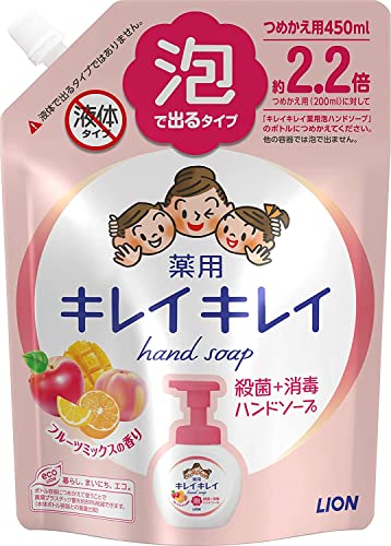 ● 殺菌成分配合でバイ菌から手肌を守る薬用泡ハンドソープ ● きめ細かな泡で汚れをすみずみまで落とす ● すばやい泡切れでぬるつかない洗い上がり ● もぎたてフルーツミックスの香りで使いやすい ● つめかえ用で経済的 【ご注意】用法・用量および使用上の注意をよくお読みのうえ、正しくご使用ください。 お体に合わない場合は使用を中止し、症状が続く場合は医師等にご相談ください。 原産国：日本区分：医薬部外品発売元/製造元等：ライオン（株）大阪本店 、PG、ソルビット液、ラウリン酸、水酸化K、ヤシ油脂肪酸アシルグリシンK液、ミリスチン酸、モノエタノールアミン、ポリオキシエチレントリデシルエーテル、香料、EDTA、塩化ジメチルジアリルアンモニウム・アクリルアミド共重合体液、ポリスチレンエマルション、塩、ミリスチン酸イソプロピル、黄4、赤106【成分】PG、ソルビット液、ラウリン酸、水酸化K、ヤシ油脂肪酸アシルグリシンK液、ミリスチン酸、モノエタノールアミン、ポリオキシエチレントリデシルエーテル、香料、EDTA、塩化ジメチルジアリルアンモニウム・アクリルアミド共重合体液、ポリスチレンエマルション、塩、ミリスチン酸イソプロピル、黄4、赤106 広告文責：有限会社MAY 電話番号：079-569-1286