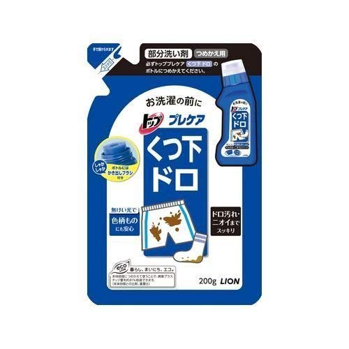 ・靴下やスニーカーなどのドロ汚れを浮かし落とす洗濯前処理専用剤 ・石鹸成分とキレート成分が汚れに付着し効果的に汚れを浮かす ・液を塗りながら汚れをかき出すブラシ付き容器 ・ローズマリーエキス配合で消臭効果あり ・弱アルカリ性で様々な汚れに対応 【ご注意】原材料名およびアレルゲン（アレルギー物質）につきましては、必ずお手元に届いた商品のパッケージ表示をご確認のうえ、お客様ご自身の体質・体調に合わせてご使用ください。 体質に合わない場合や体調不良を感じた場合は、直ちに使用を中止してください。 原産国：日本区分：日用品発売元/製造元等：ライオン（株）大阪本店 【原材料】 界面活性剤(24% 純石けん分（脂肪酸エタノールアミン）、ポリオキシエチレンアルキルエーテル)、アルカリ剤、安定化剤、金属封鎖剤【成分】 界面活性剤(24% 純石けん分（脂肪酸エタノールアミン）、ポリオキシエチレンアルキルエーテル)、アルカリ剤、安定化剤、金属封鎖剤 広告文責：有限会社MAY 電話番号：079-569-1286
