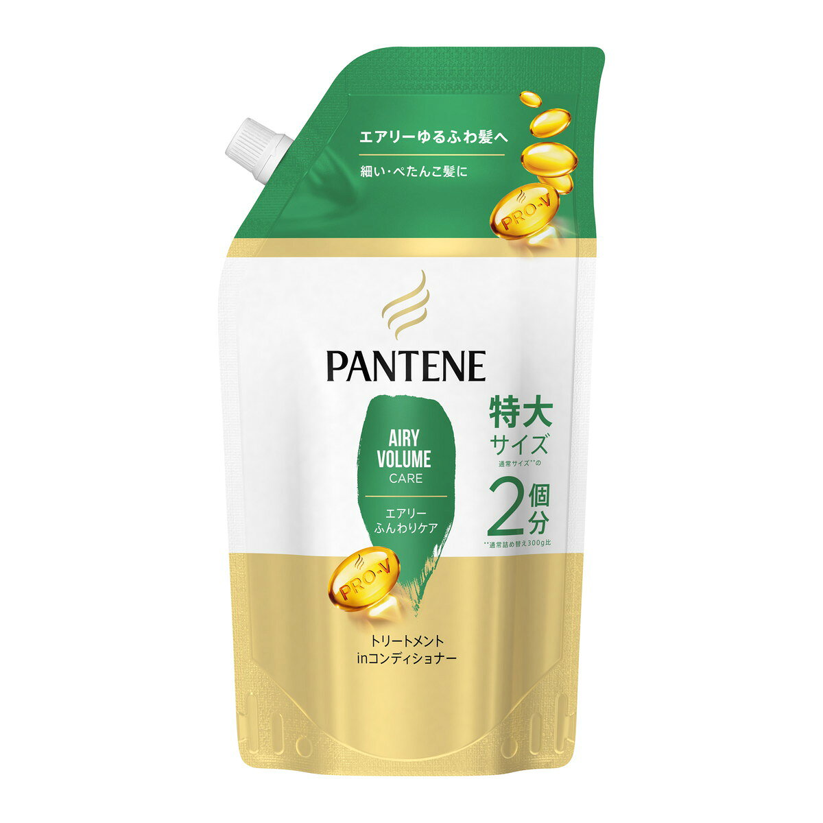 ・パンテーン エアリーふんわりリペア コンディショナー600gつめかえ用特大サイズ ・細くぺたんこ髪にハリとコシを与えナチュラルボリューム感を実現 ・フルーツブレンドと朝摘みハーブが響き合うさわやかな香り ・ライン使いでより効果を実感 ・P＆Gジャパン合同会社製造 【ご注意】成分表示および使用上の注意をよくお読みのうえ、肌に異常が生じていないか注意してご使用ください。 お肌に合わない場合は使用を中止し、必要に応じて医師にご相談ください。 原産国：タイ区分：化粧品発売元、製造元等：P＆Gジャパン（株） 【原材料】 水、ステアリルアルコール、シリコーンクオタニウム-26、ベヘントリモニウムメトサルフェート、セタノール、イソプロパノール、香料、ベンジルアルコール、EDTA-2Na、ポリソルベート20、ヒスチジン、クエン酸、パンテニルエチル、黄4、赤227、青1【成分】 水、ステアリルアルコール、シリコーンクオタニウム-26、ベヘントリモニウムメトサルフェート、セタノール、イソプロパノール、香料、ベンジルアルコール、EDTA-2Na、ポリソルベート20、ヒスチジン、クエン酸、パンテニルエチル、黄4、赤227、青1 広告文責：有限会社MAY 電話番号：079-569-1286