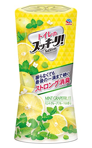 ・3つの消臭剤配合でトイレの嫌なニオイをトリプル強力消臭 ・スッキーリ方式で液残りせず最後の一滴まで消臭効果が持続 ・ミントとグレープフルーツの爽やかな香り ・トイレ用置き型消臭芳香剤 原産国：日本区分：日用品発売元/製造元等：アース製薬（EHP） 【成分】 香料(天然精油配合)、界面活性剤、植物抽出物、イオン系消臭剤、強力デオドライズパウダー(無機系消臭剤) 広告文責：有限会社MAY 電話番号：079-569-1286
