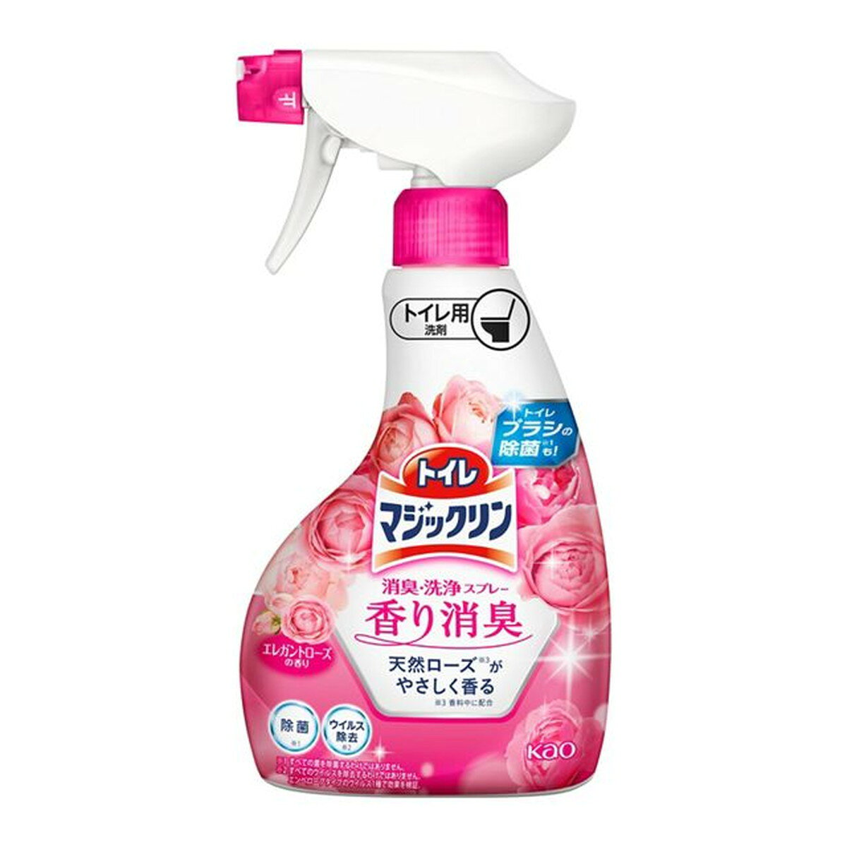 ・トイレ掃除時も掃除後も天然ローズの香りがやさしく香る ・便器内・便座・床等の除菌およびウイルス除去対応 ・汚れを寄せ付けにくいコーティング効果あり ・逆さスプレーでフチ裏までしっかり洗浄可能 ・トイレブラシの除菌にも使用可能 原産国：日本区分：日用品発売元/製造元等：花王カスタマ−マ−ケティ 【成分】 界面活性剤（3％ アルキルトリメチルアンモニウム塩）、金属封鎖剤、泡調整剤、安定化剤 広告文責：有限会社MAY 電話番号：079-569-1286