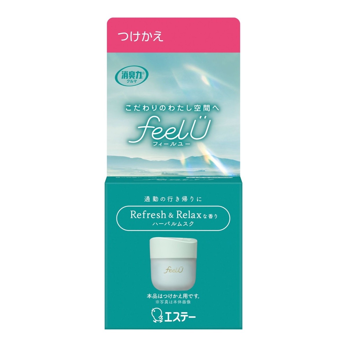 feelU 通勤の行き帰りに Refresh＆Relaxな香り ハーバルムスク さまざまなドライブシーンで感じる気持ちに寄りそった香りです。 場所を選ばずに、置くだけで上質な香りが車内にひろがります。 ドリンクホルダーやコンソールBOXにきれいにおさまるサイズです。 別売りのつけかえ用で新しい香りを楽しむことができます。 原産国：日本発売元/製造元等：エステー株式会社 【成分】 香料、界面活性剤(非イオン)、ゲル化剤 広告文責：有限会社MAY 電話番号：079-569-1286
