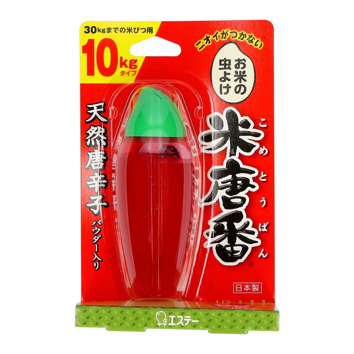 天然唐辛子エキスと酒精(発酵アルコール)がお米の虫を寄せ付けません。 小さくなって交換時期がわかる、ゼリータイプです。 お酒の成分「酒精」がお米を美味しくし、菌やカビからも守ります。 食品成分なので安心して使用できます。 防虫効果は約4?8ヶ月持続します。 無洗米用の消臭成分“緑茶ポリフェノール”と“酒精”が無洗米のニオイを抑えます。 発売元/製造元等：エステー株式会社 【成分】 天然唐辛子エキス、酒精(発酵アルコール)、緑茶ポリフェノール 広告文責：有限会社MAY 電話番号：079-569-1286