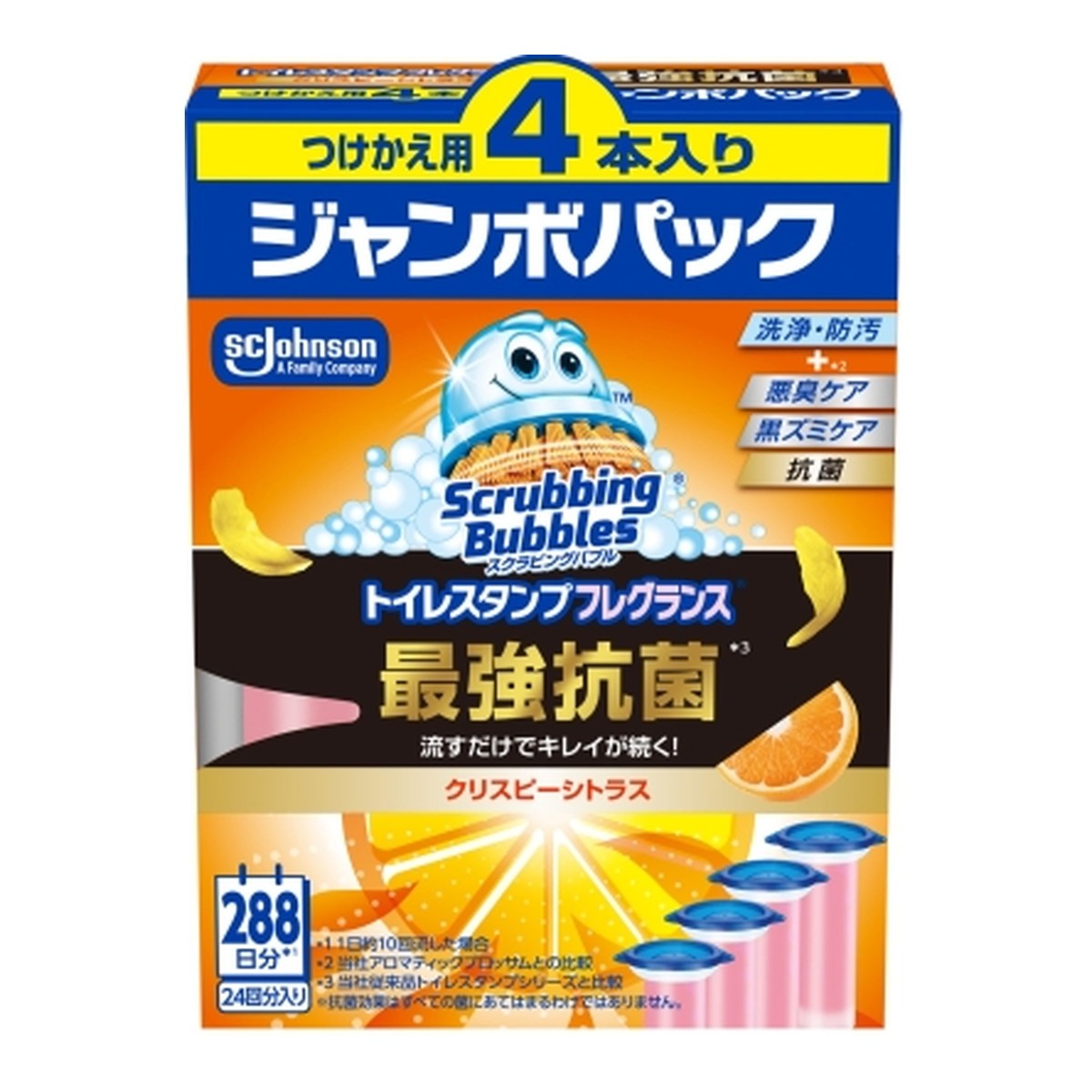 トイレを洗浄・防汚するトイレ用洗剤です。 抗菌処方でトイレのフチ裏までしっかり抗菌します。 便器に押すだけで水を流すたびに洗浄・防汚成分が広がり黒ズミや汚れを防ぎます。 1回のスタンプでキレイが12日間続きます。 防汚コーティングで汚れがつきにくく使用後もピカピカに保ちます。 どんな洋式トイレにも使用可能です。 原産国：タイ王国発売元/製造元等：ジョンソン（株） 広告文責：有限会社MAY 電話番号：079-569-1286