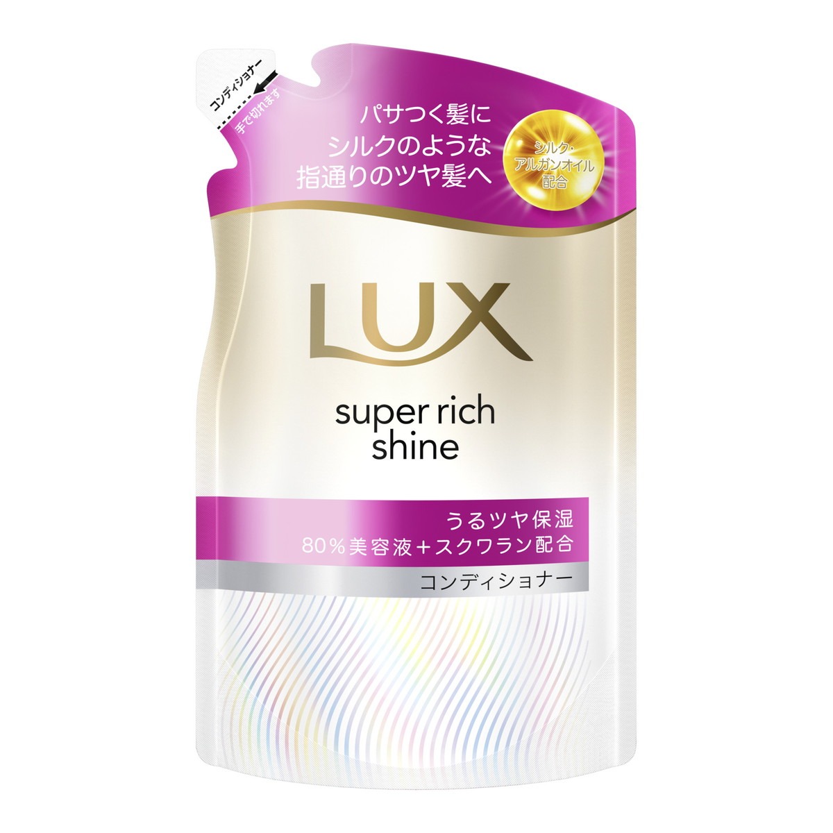 ●乾燥でパサつく髪をシルクのような指通りのツヤ髪に。 ●髪の芯まで濃密に保湿。 ●シャンプー後に適量を髪になじませて使用。 ●シア脂やアルガンオイル配合。 ●日本製の化粧品。 【ご注意】成分表示および使用上の注意をよくお読みのうえ、肌に異常が生じていないか注意してご使用ください。 お肌に合わない場合は使用を中止し、必要に応じて医師にご相談ください。 原産国：日本区分：化粧品発売元、製造元等：ユニリ−バ・ジャパン（株 【成分】 水、ステアリルアルコール、グリセリン、ジメチコン、ベヘントリモニウムクロリド、DPG、アモジメチコン、ビス((イソステアロイル、オレオイル)イソプロピル)ジモニウムメトサルフェート、(C12-14)s-パレス-7、EDTA-2Na、(C12-14)s-パレス-5、セトリモニウムクロリド、PEG-7プロピルヘプチルエーテル、酢酸、PEG-180M、酢酸トコフェロール、ホホバ種子油、アルガニアスピノサ核油、シア脂、加水分解シルク、アルギニン、加水分解ヒアルロン酸、ヒアルロン酸Na、クエン酸、香料、黄203、赤504、紫401 広告文責：有限会社MAY 電話番号：079-569-1286