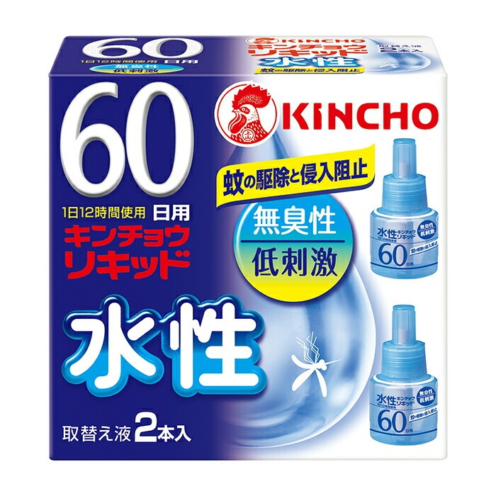 水性処方の蚊取り器取替えリキッド。 60日間使用可能な無臭タイプ。 有効成分はピレスロイド(メトフルリン)0.33w/v％配合。 安全にご使用いただくため、取扱説明書をよくお読みください。 原産国は日本。 【ご注意】用法・用量および使用上の注意をよくお読みのうえ、正しくご使用ください。 お体に合わない場合は使用を中止し、症状が続く場合は医師等にご相談ください。 原産国：日本区分：医薬部外品発売元/製造元等：大日本除虫菊 【成分】 有効成分：ピレスロイド(メトフルリン) 0.33w/v％、その他の成分：BHT、水、他1成分 広告文責：有限会社MAY 電話番号：079-569-1286