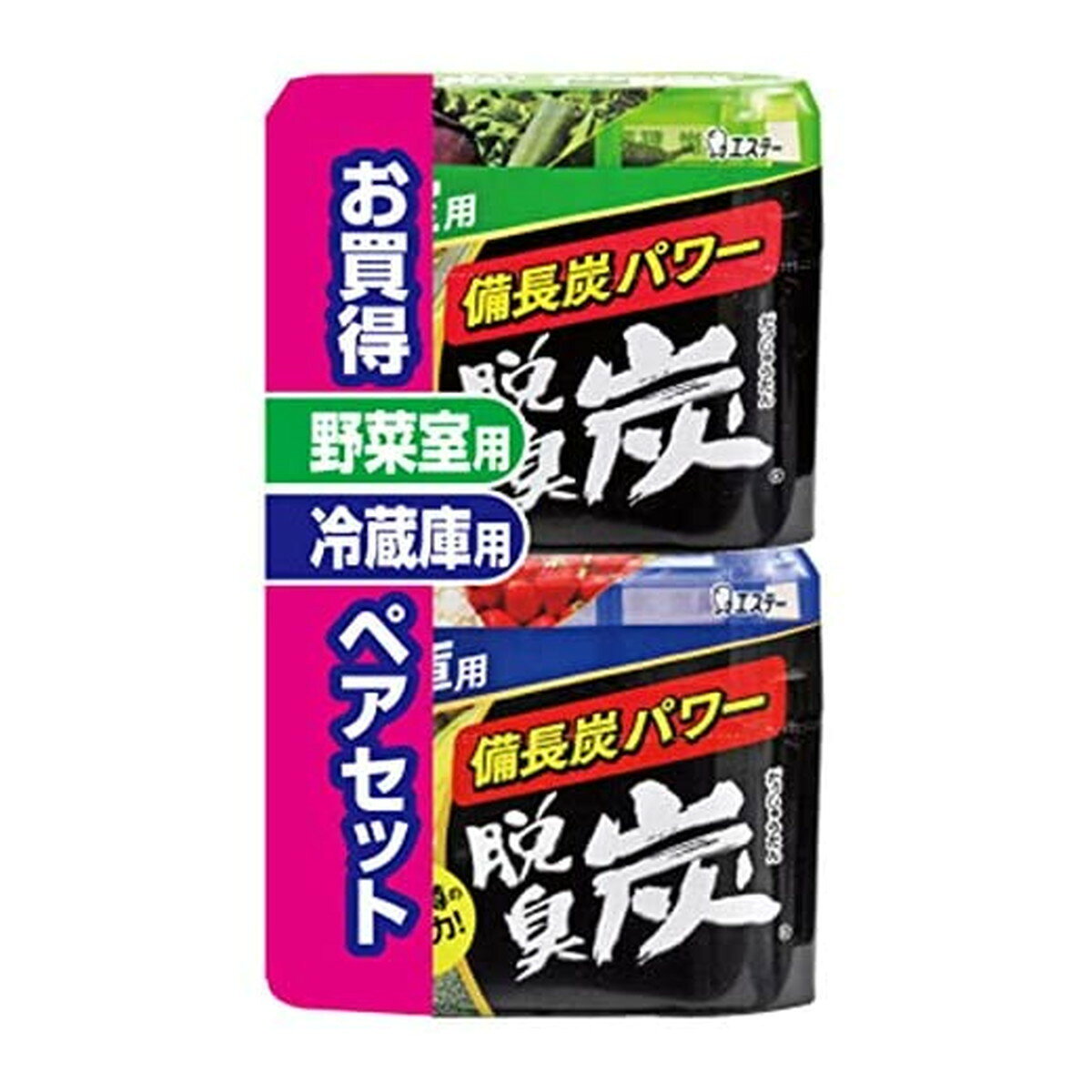 4個セット エステー 脱臭炭冷蔵庫用 ＋脱臭炭野菜室用 ペアセット 140g+140g