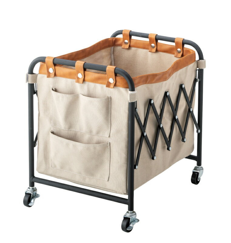 折りたたみ マガジンラック キャスター付き フォールディングバスケットワゴン ランドリーバスケット ..
