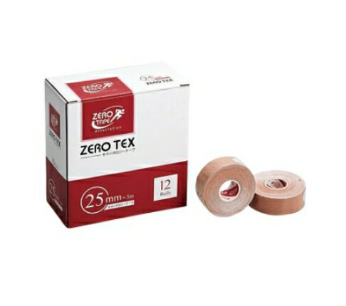 3〜5個セット まとめ買い ゼロ・テックス キネシオロジーテープ 25mm*5m 12巻