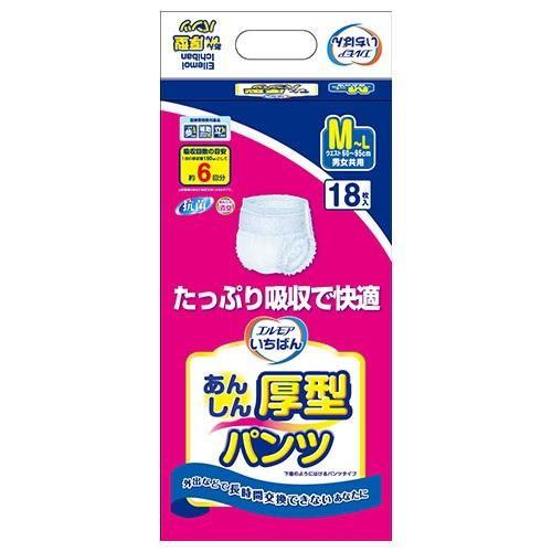 3〜5個セット まとめ買い カミ商事エルモア いちばん あんしん厚型パンツ M?L 18枚