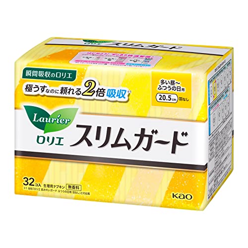 商品サイズ (幅X奥行X高さ) : 97×135×93内容量:32個多い昼~ふつうの日用ブラント名: ロリエメーカー名: 花王商品紹介 フルスピード吸引シートが瞬時に引き込み、広がるスキを与えない。昼用快適スリム羽なし(医薬部外品)