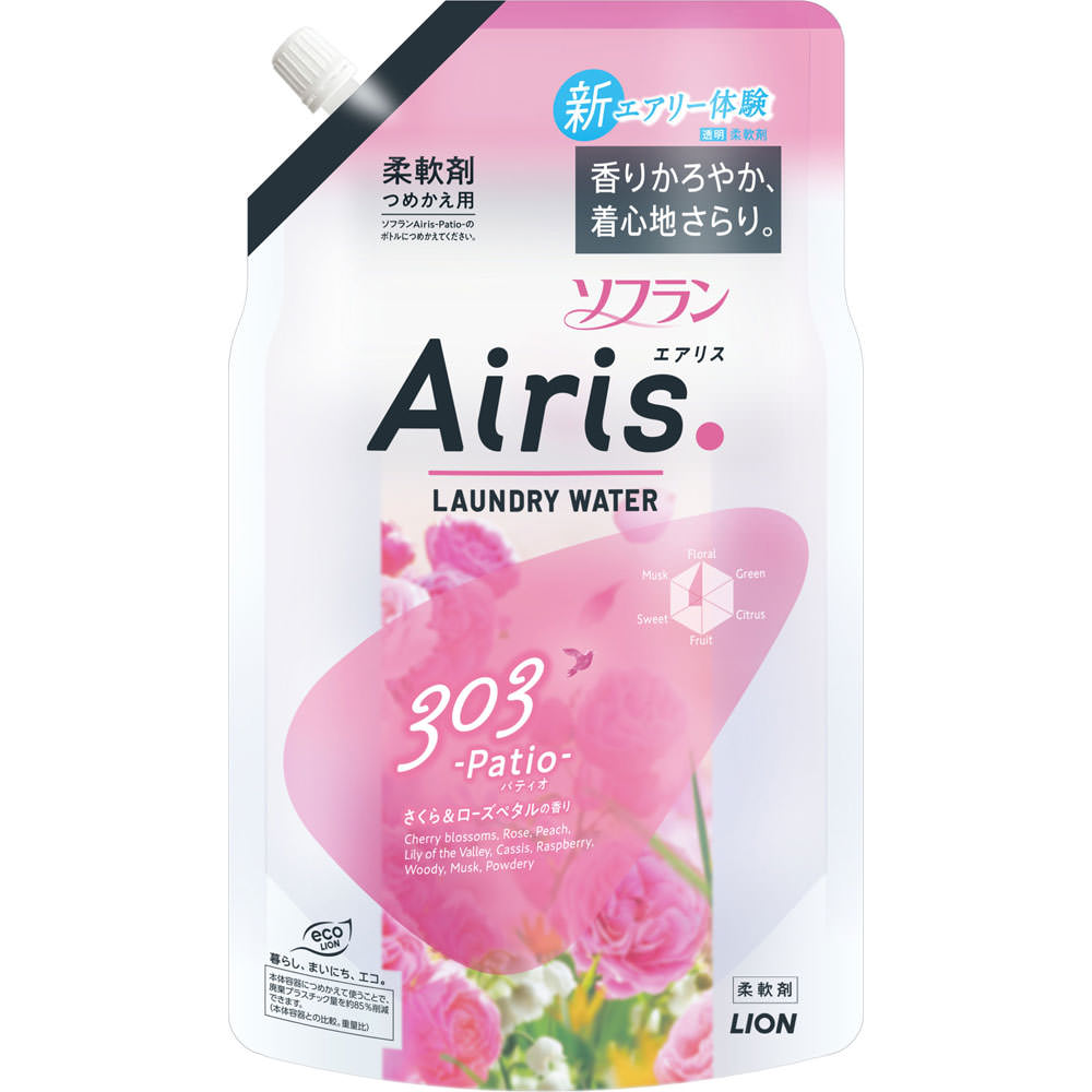 【A商品】 3～5個セット まとめ買い ソフランエアリス　パティオ　さくら＆ローズペタルの香り　詰め替え　850ml