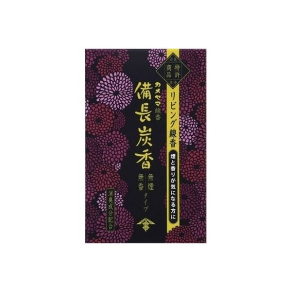 ・煙や香りがほとんどない備長炭入りのお線香。 ・消臭成分配合で煙が少なく気になる臭いを抑えます。 ・無香料、無着色でお線香が苦手な方やペットのいる家庭におすすめ。 ・燃焼時間は約19分。 ・ミニ寸タイプで小さなお仏壇に適しています。 原産国：日本区分：お線香発売元/製造元等：カメヤマ 広告文責：有限会社MAY 電話番号：079-569-1286