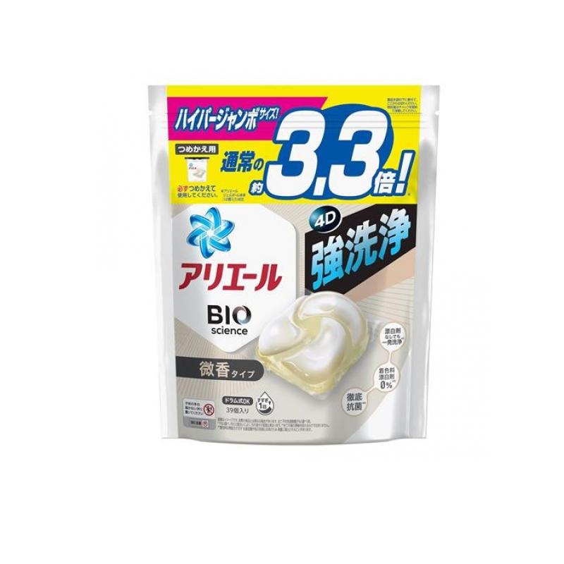 6〜10個セット まとめ買いP＆Gジャパン合同会社 P&G アリエール ジェルボール 4D 微香タイプ つめかえ用 39個入