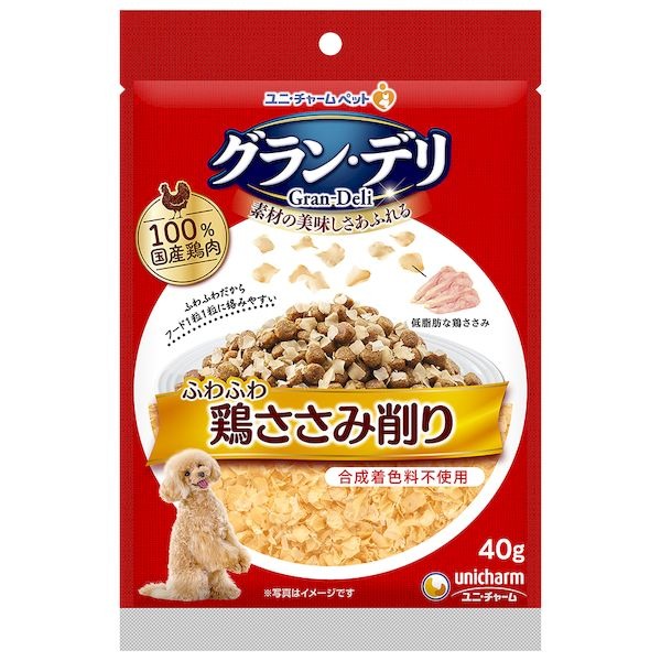 ・新鮮な国産鶏肉を生肉のまま調理した鶏ささみ入りのレトルトパウチ ・着色料・調味料・発色剤不使用で美味しく調理 ・緑黄色野菜入りで栄養バランス良好 ・タンパク質5.0％以上、脂質0.5％以上 ・エネルギー約38kcal/袋 ・原産国は日本 【成分】 肉類(鶏胸肉、ささみ)、野菜類(ニンジン、グリーンピース、スイートコーン)、寒天、こんにゃく粉
