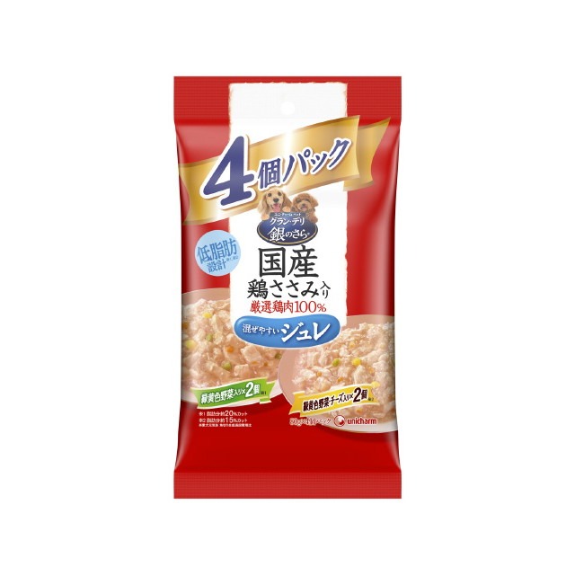 乐天商城 - 6〜10個セット まとめ買いユニ・チャーム ペットケア グラン・デリ 成犬用 国産鶏ささみ ジュレ バラエティ 80g×4パック
