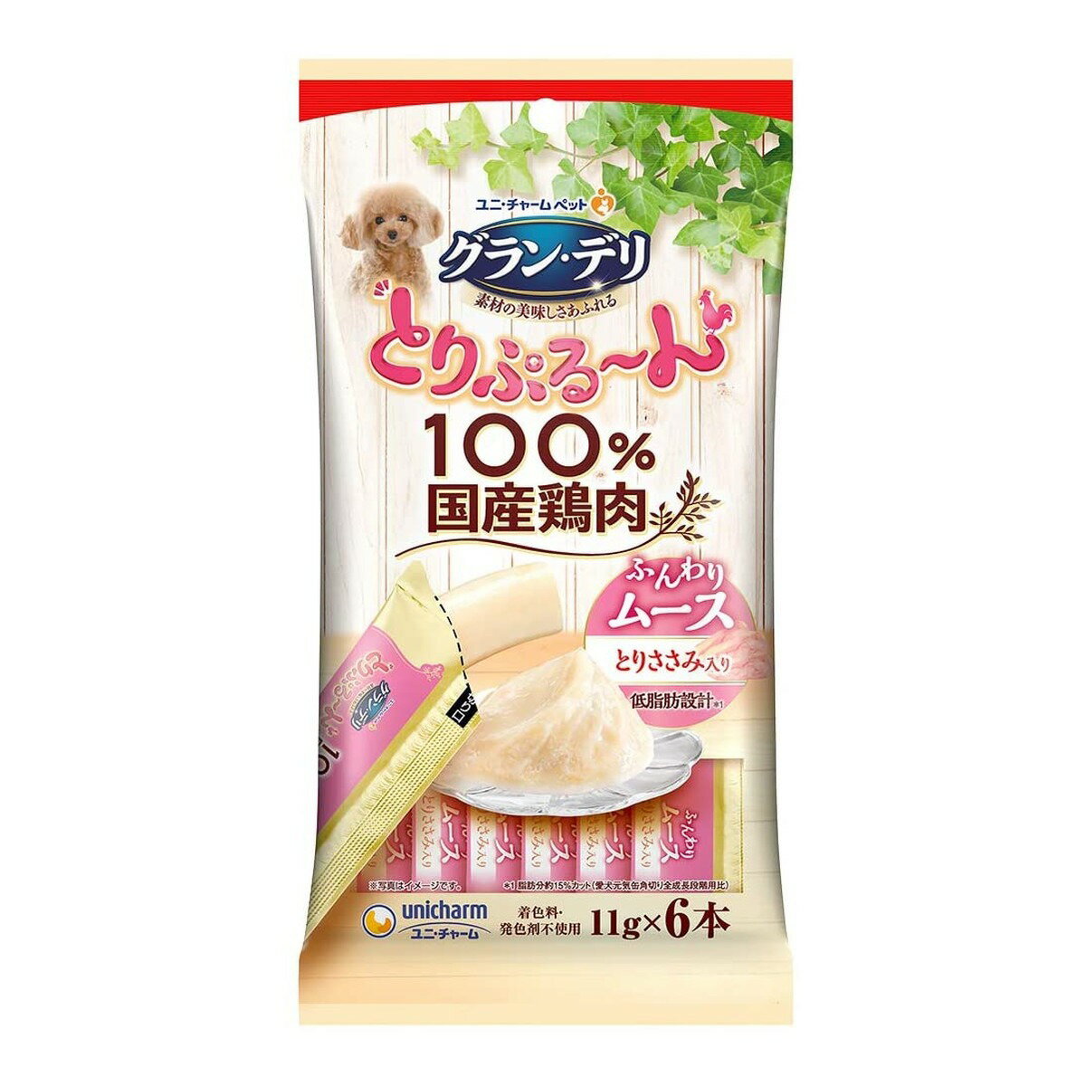 【注文合計3380円以上で注文可能】ユニ・チャーム ペット グラン・デリ とりぷるーん ムース とりささみ 11g×6本お一人様5点まで
