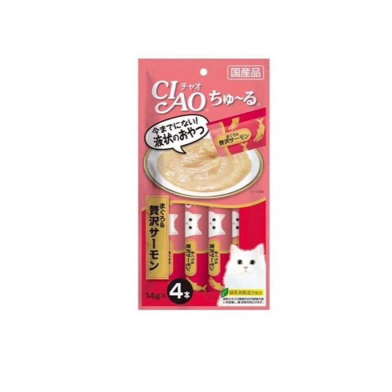 樂天商城 - 【注文合計3380円以上で注文可能】いなばペットフード CIAO ちゅ?る まぐろ&贅沢サーモン 14g×4本入 14g×4本お一人様5点まで