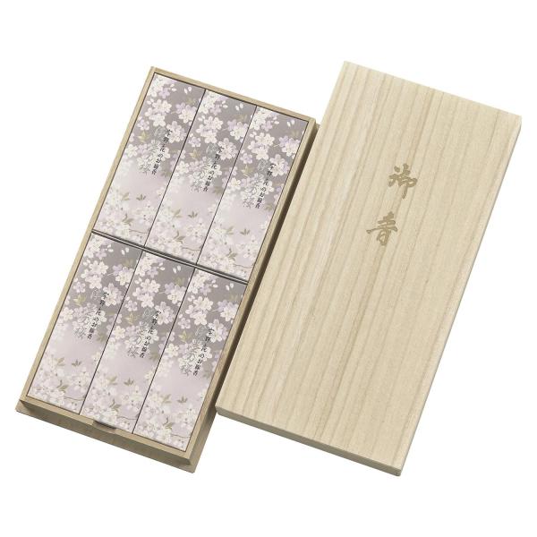 日本香堂 宇野千代のお線香 新・淡墨の桜 桐箱サック6入 約50g×6サック（桐箱6箱入）お一人様5点まで