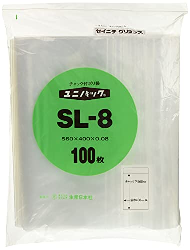 生産日本社 セイニチ ユニパック SL-8チャック付ポリエチレン袋100枚入 1袋