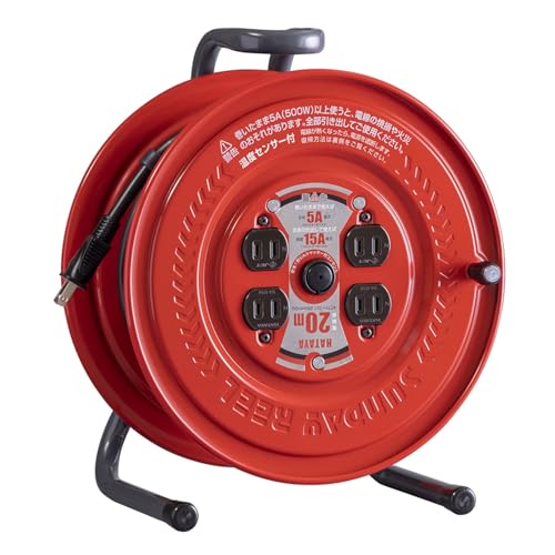 ハタヤ HATAYA コードリール 屋内用 100V型 コード20m 太さ1.25? 標準型 温度センサー内蔵 電線溶解防..