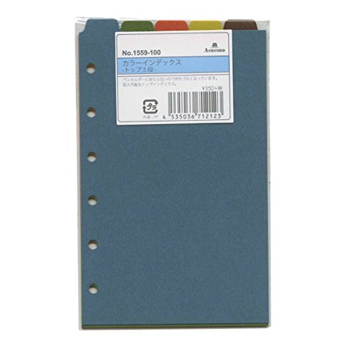 アシュフォード ミニ6穴サイズ クラシック カラーインデックス トップ5段 システム手帳リフィル 1559-100