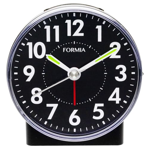 Formiaフォルミア 置き時計 目覚まし時計 見やすい 連続秒針 電子音 スヌーズ ライト アナログ 保土ヶ谷電子販売 ブラック HT-A04