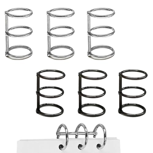 PAVIKE ルーズリーフバインダーリング 3穴 6個セット 開閉しやすい システム手帳リング ブックリング ..