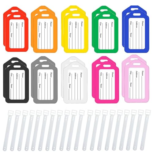 MOCOXYKLXY ネームタグ ラゲッジタグ 荷物タグ 20個セット （10色 ） 出張用タグ ネームタグ 番号札 バッグ用ネームタグ 旅行