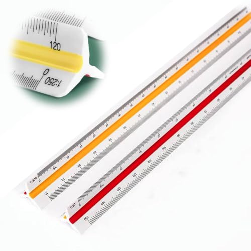 BIUTEFOR 三角スケール 30cm 縮尺定規 プラスチック製 高精度 特殊縮尺目盛 2本 プラスチック製 耐久性..