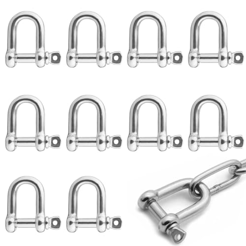 ステンレス製シャックル D型 バックル 蹄鉄 M5シャックル ミニ 10個 連結金具 しっかり固定する 耐荷重..