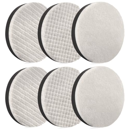 HWXINIE ポリッシャー バフ 125mm車磨き用 バフ 荒中細 6個セット マジックテープ式 ウールバフ鏡面仕..