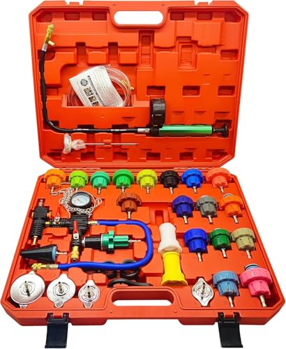 ラジエーターリークテスター プレッシャーテストキット 34個セット 冷却システムテストツールキット 漏れ 点検工具