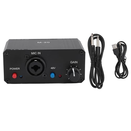 マイクプリアンプ 高ゲイン 48V ファンタム電源 27db XLR 出力 6.5mm シングルエンド入力ゲイン 22db ダイナミックおよびコ