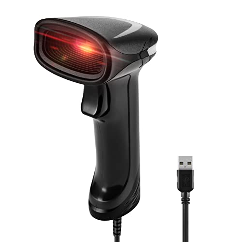 JRHC有線 1D 2D QRバーコードリーダー、ハンドヘルドバーコードスキャナーサポートWindows MacおよびLi..