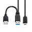 CY Type-C USB 3.0 Power Yケーブル、デュアルUSB3.0データ&USB2.0 Power A オス - USB-C US