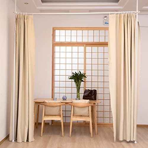 IMIEE つっぱり式 間仕切り 部屋仕切り 間仕切りカーテンポール つっぱり棒 パーテーション カーテンレール カーテンリング付 幅-高さ11