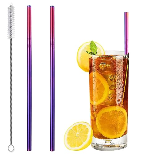 マイストロー 2本 ステンレス ストロー 洗浄ブラシ付 繰り返し使える エコ 細い 口径6mm×長さ210mm カラー A