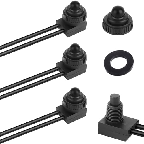 防水プッシュボタンスイッチ 3個 0~250V/3A オン/オフスイッチライトワイヤー プッシュボタンにとってオートバイ用（黒） オンオフスイッ
