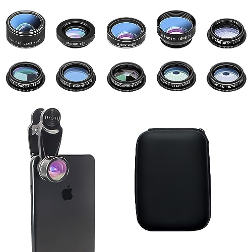Glvaner 7in1/10in1 スマートフォン用カメラレンズ スマホ用撮影セット 広角レンズ+マクロレンズ+魚眼..