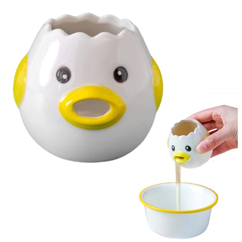 エッグセパレーター 卵黄身分け 卵白分離器 セラミック製 チキンの形 黄身取り器 キレイに分離できる ..