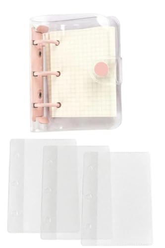 YINKE システム手帳 3穴バインダー 可愛い 防水 ミニ ポケットサイズ PVCクリア素材 スケジュール帳 メモ帳 オフィス用品 ハンドブッ